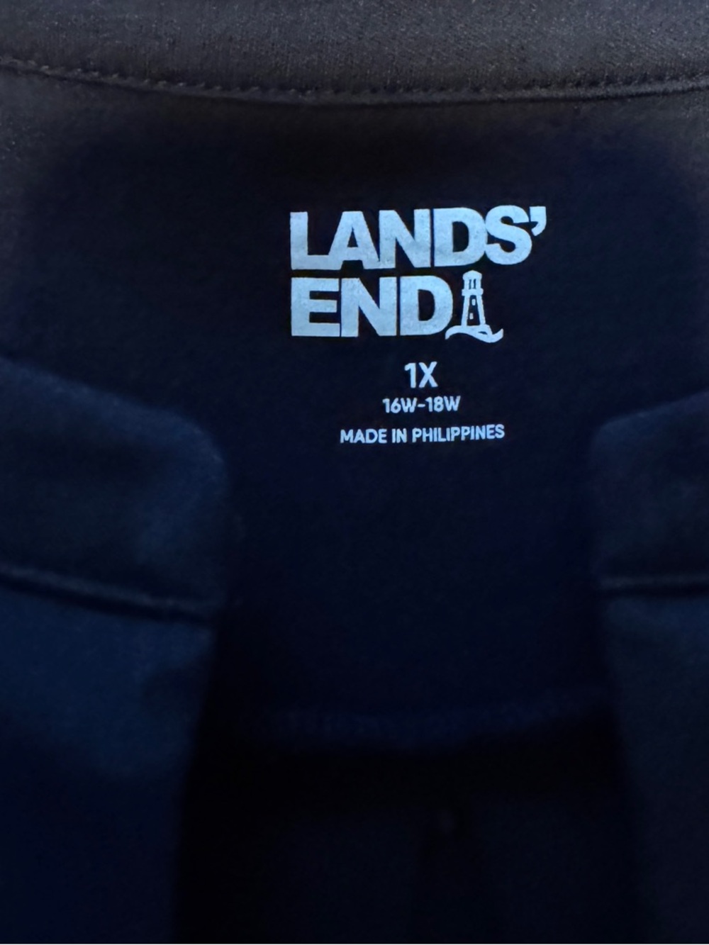 Lands’ End Split Neck Navy Blue Jersey Knit Tunic Top 1X (16 - 18) NWOT Plus - Picture 6 of 10